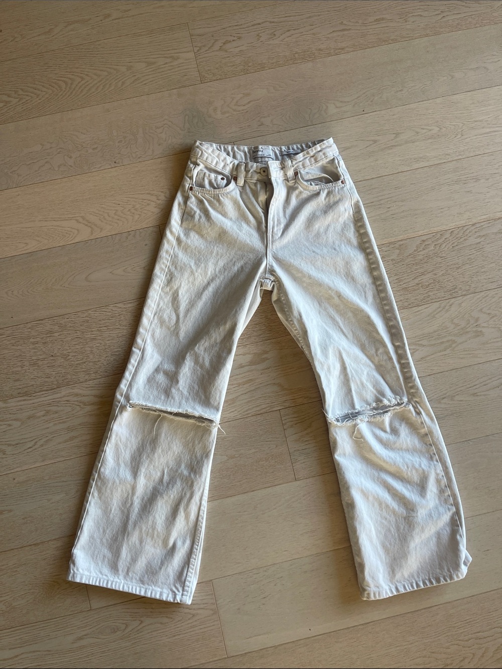 Bershka White Wide-Leg Jeans